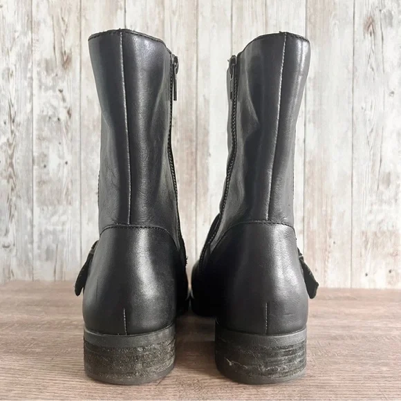 Born Black Leather Moto Buckle Ankle Boots 7.5 - Picture 7 of 8